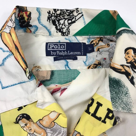 Vintage 1992 Polo Ralph Lauren RLPC Stadium button down shirt size L - Picture 3 of 6